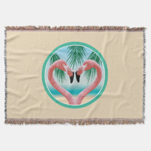 Flamingo Love (Tropical Valentine) Throw Blanket