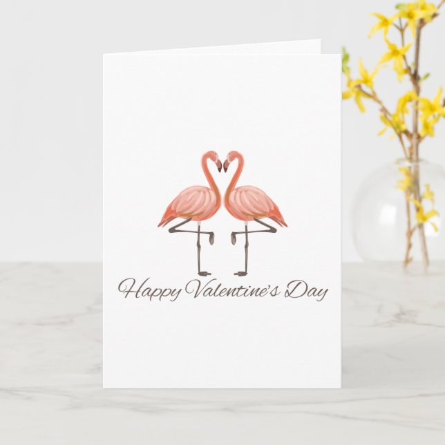Flamingo Love Valentine's Day Card (Yellow Flower)