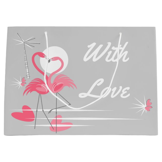 Flamingo Love With Love gift bag large (Front)