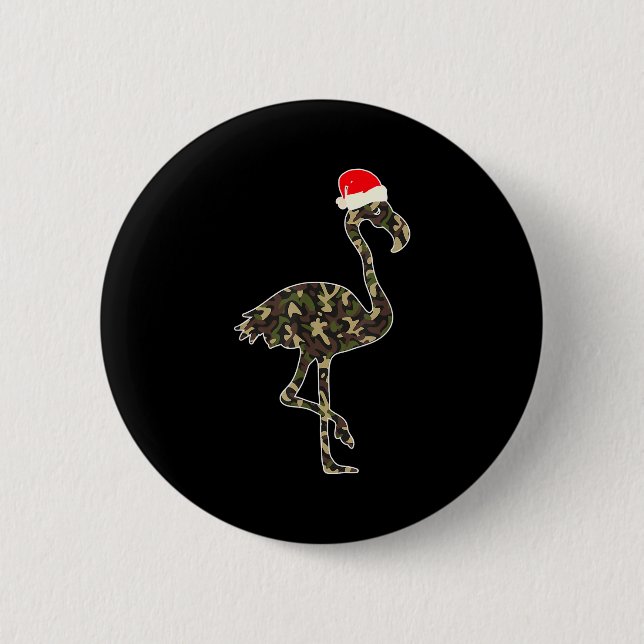 Flamingo Lover Christmas Santa Hat Camouflage Illu 6 Cm Round Badge (Front)