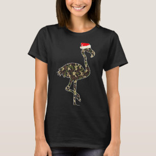 Flamingo Lover Christmas Santa Hat Camouflage Illu T-Shirt