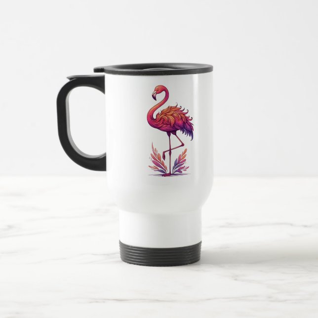Flamingo lover Large Morphing Travel Mug (Left)