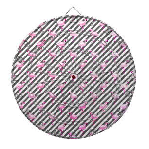 Flamingo Lover Pink Bird Diagonal Stripes Dartboard