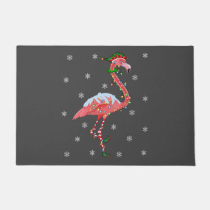 Flamingo Lover Xmas Gift Santa Hat Elf Flamingo Doormat