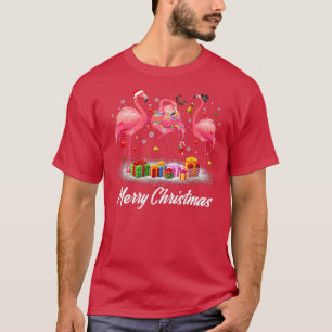 Flamingo Lover Xmas Lighting Santa Hat Flamingo Ch T-Shirt