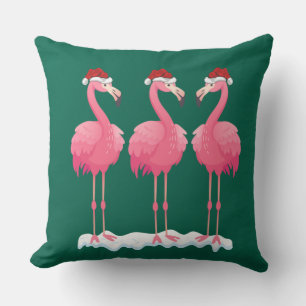 Flamingo Lover Xmas Lighting Santa Pink Flamingos Cushion
