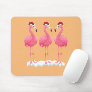 Flamingo Lover Xmas Lighting Santa Pink Flamingos Mouse Mat
