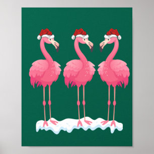 Flamingo Lover Xmas Lighting Santa Pink Flamingos Poster