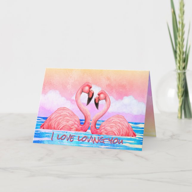 Flamingo Lovers Valentine's Day Card (Front)