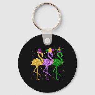 Flamingo Mardi Gras Funny Mask Beads Carnival Part Key Ring