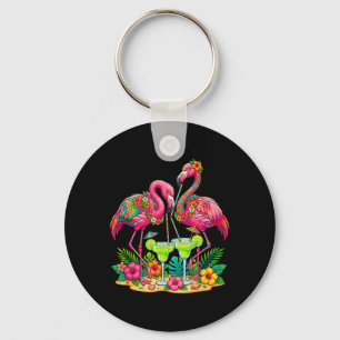 Flamingo Margaritas Bar Hawaiian Beach Girls Key Ring