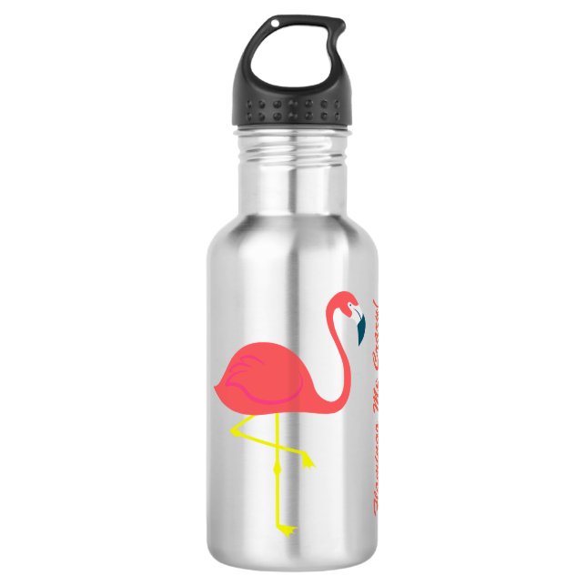 "Flamingo Me Crazy" Thermal Bottle by Fresh Lime (Front)