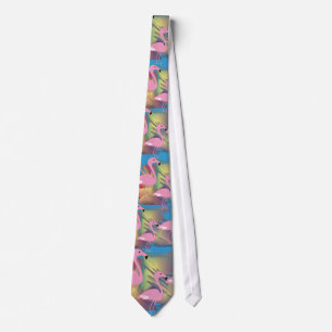 Flamingo Men's Tie, Artist Drawn, Unique Graphics Tie