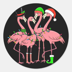 Flamingo Merry Christmas Funny Flamingo Lover Gift Classic Round Sticker