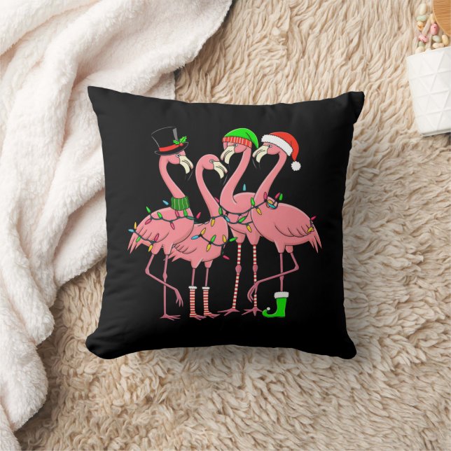 Flamingo Merry Christmas Funny Flamingo Lover Gift Cushion (Blanket)