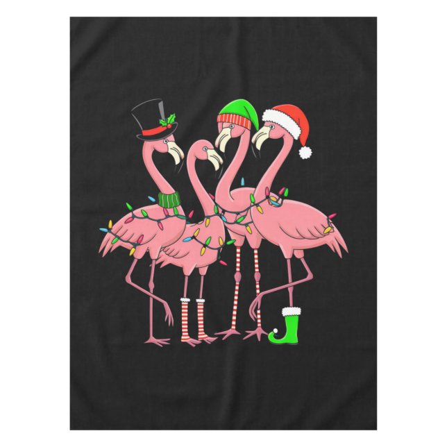 Flamingo Merry Christmas Funny Flamingo Lover Gift Tablecloth (Front)