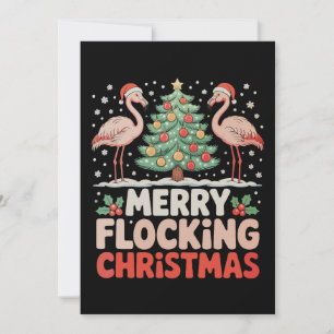 Flamingo Merry Flocking Christmas Funny Xmas Holiday Card