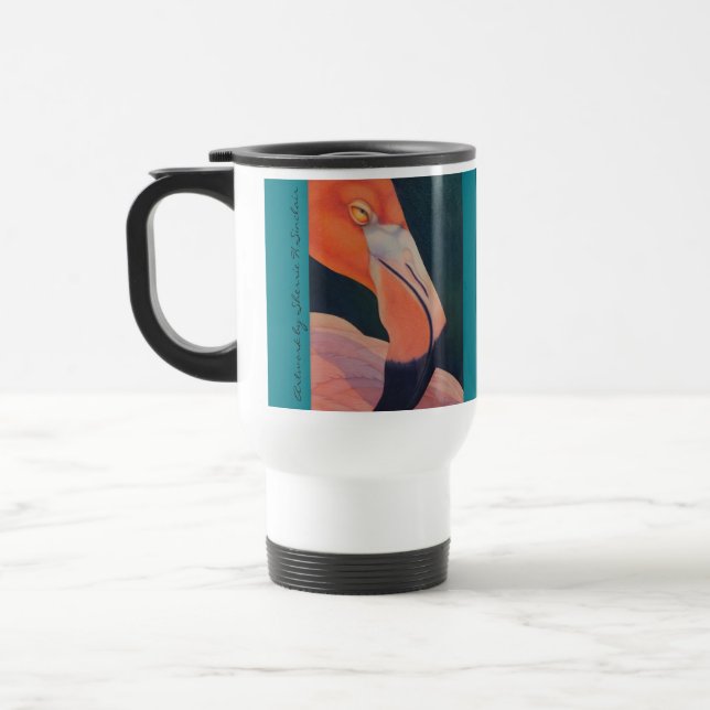 Flamingo Metal Travel Mug (Left)