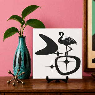 Flamingo MidCentury Modern Atomic Retro Shapes Tile