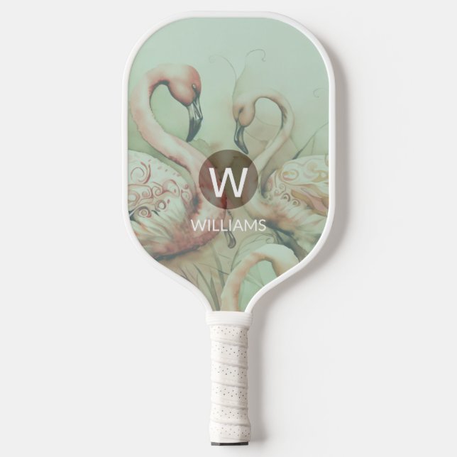 Flamingo Monogram Personalised Pickleball Paddle (Front)