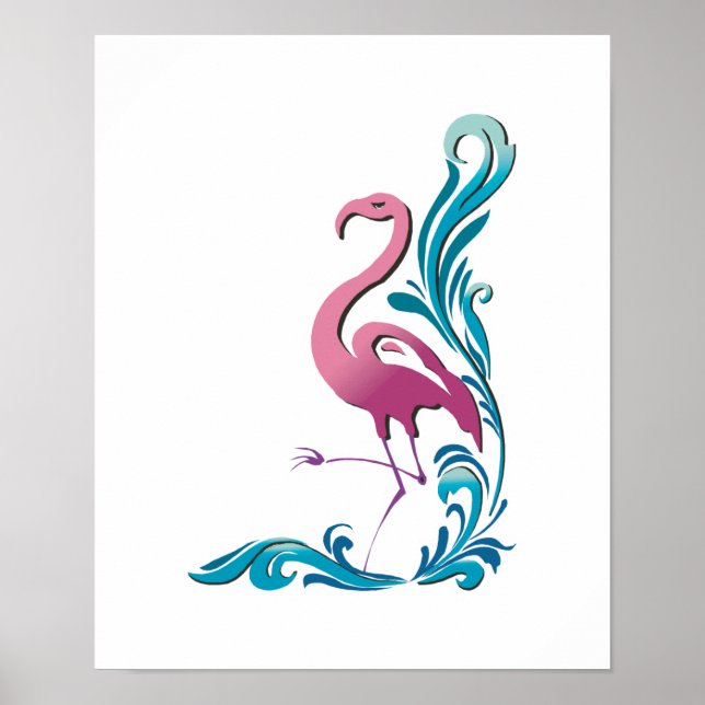 flamingo motif design poster (Front)