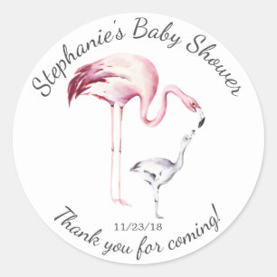Flamingo Mum Baby Shower Favour Sticker