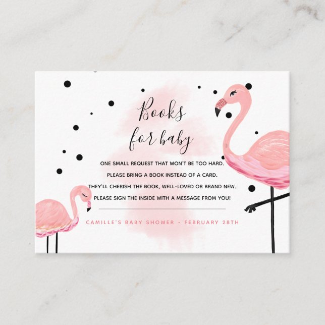 Flamingo Mum Bring a Book Request Books For Baby Enclosure Card (Front)