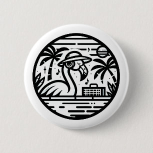 Flamingo Music Paradise - Vibrant Tropical Art 6 Cm Round Badge