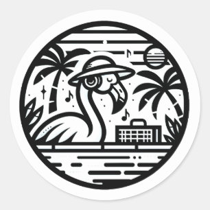 Flamingo Music Paradise - Vibrant Tropical Art Classic Round Sticker