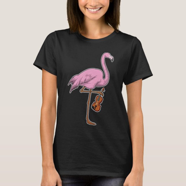 Flamingo Musician Guitar Music T-Shirt (Front)