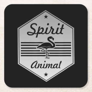 Flamingo My Spirit Animal Flamingo Costume Square Paper Coaster