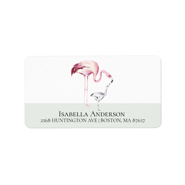 Flamingo Neutral Baby Shower Address Label (Front)