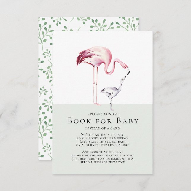 Flamingo Neutral Baby Shower Book for Baby Card (Front/Back)