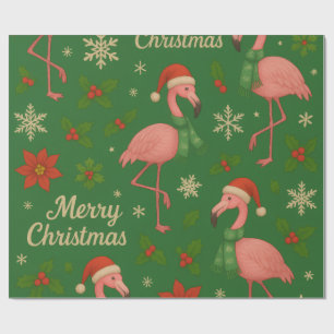 Flamingo Noel: Holly Jolly Greetings Wrapping Paper