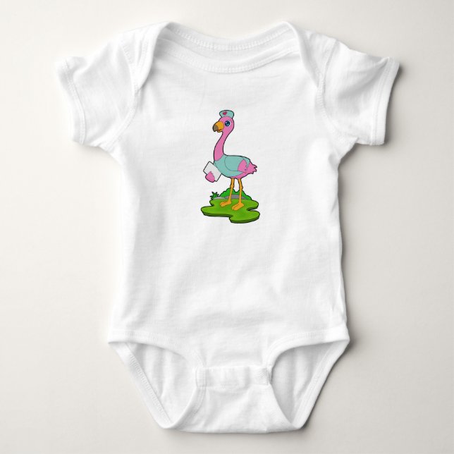 Flamingo Nurse Baby Bodysuit (Front)