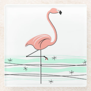 Flamingo Ocean coaster glass