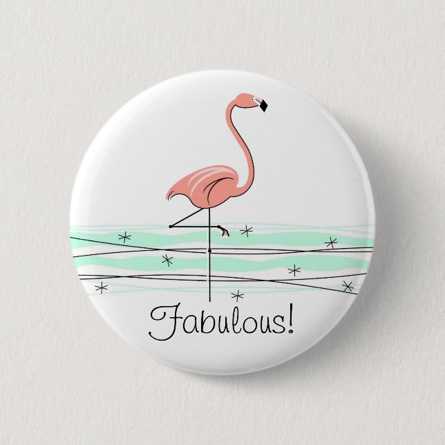 Flamingo Ocean 'Fabulous!' button (Front)