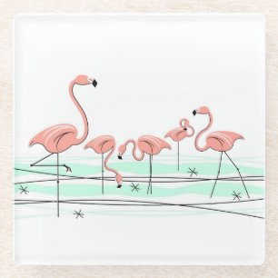 Flamingo Ocean Group coaster glass