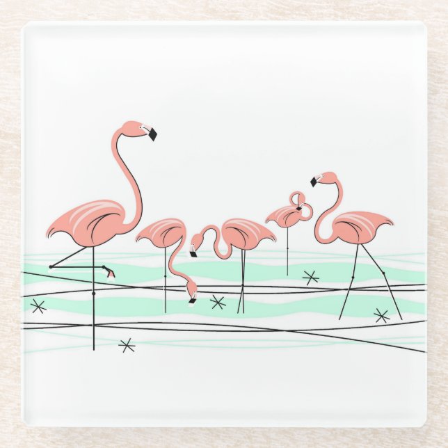Flamingo Ocean Group coaster glass (Front)
