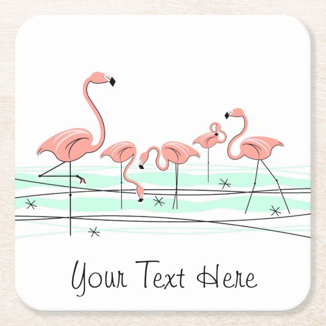 Flamingo Ocean Group Text coasters (Front)