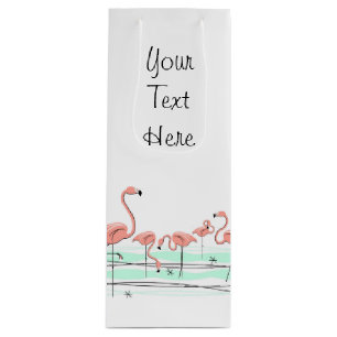 Flamingo Ocean Group Your Text bottle Wine Gift Bag