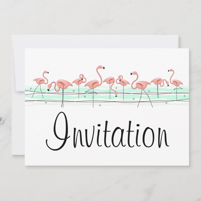 Flamingo Ocean Line invitation (Front)