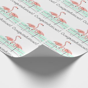 Flamingo Ocean Pair 'Congratulations!' Wrapping Paper