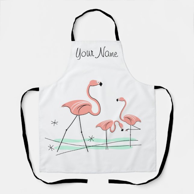 Flamingo Ocean Trio 2 Name apron (Front)