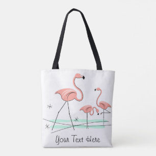 Flamingo Ocean Trio 2 Text all over tote