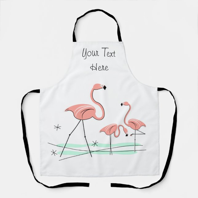 Flamingo Ocean Trio 2 Text apron (Front)