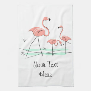 Flamingo Ocean Trio 2 Text kitchen towel