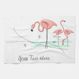 Flamingo Ocean Trio 3 Text kitchen towel