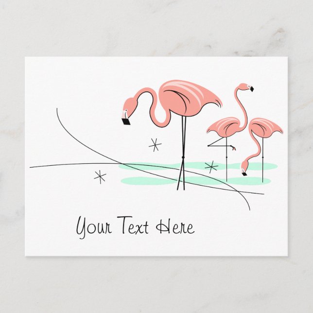 Flamingo Ocean Trio 3 Text postcard (Front)