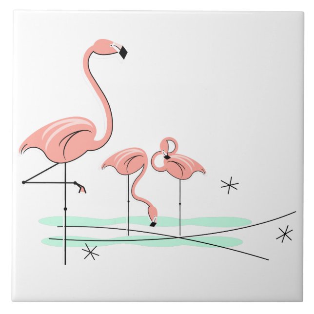 Flamingo Ocean Trio 4  tile (Front)